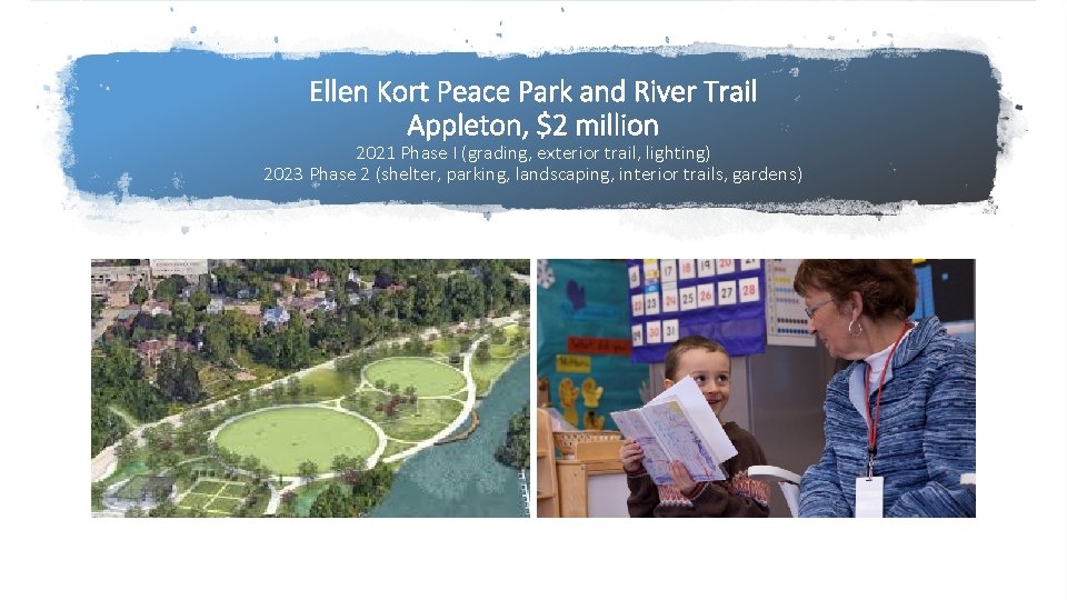 Ellen Kort Peace Park and River Trail Appleton, $2 million 2021 Phase I (grading,