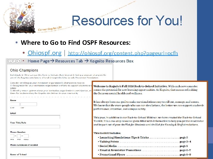 Resources for You! • Where to Go to Find OSPF Resources: • Ohiospf. org
