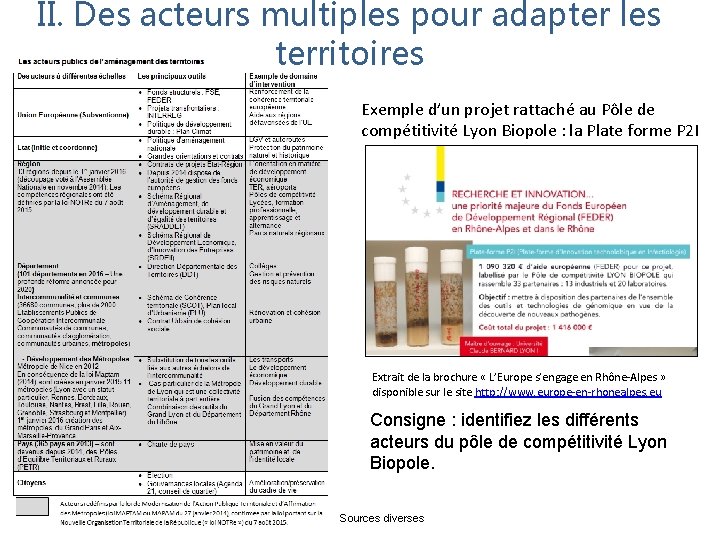 II. Des acteurs multiples pour adapter les territoires Exemple d’un projet rattaché au Pôle