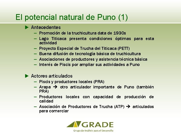 El potencial natural de Puno (1) ► Antecedentes − Promoción de la truchicultura data