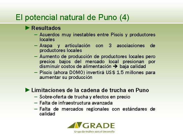 El potencial natural de Puno (4) ► Resultados − Acuerdos muy inestables entre Piscis