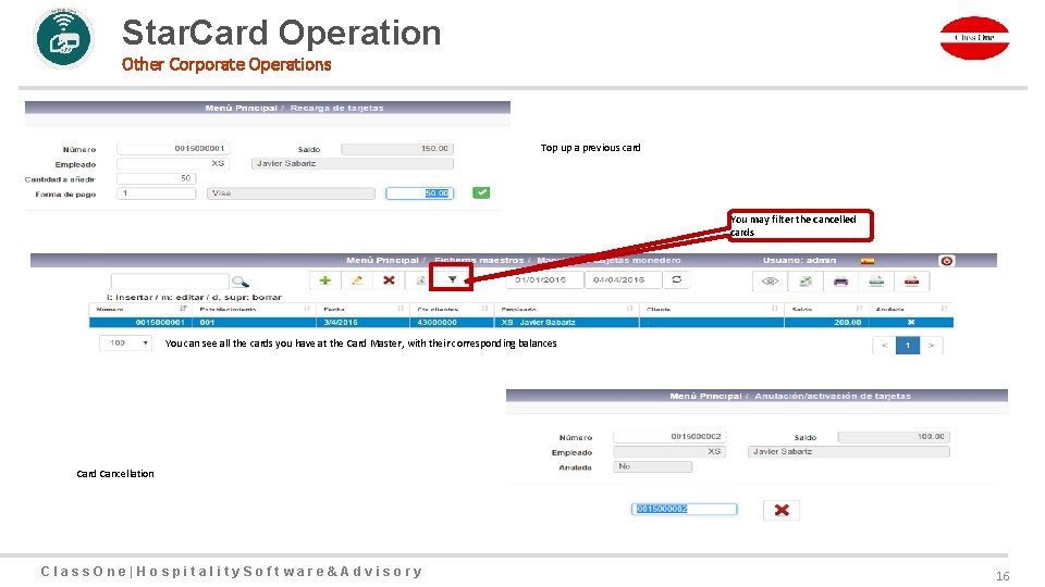 Star. Card Operation Other Corporate Operations Top up a previous card You may filter