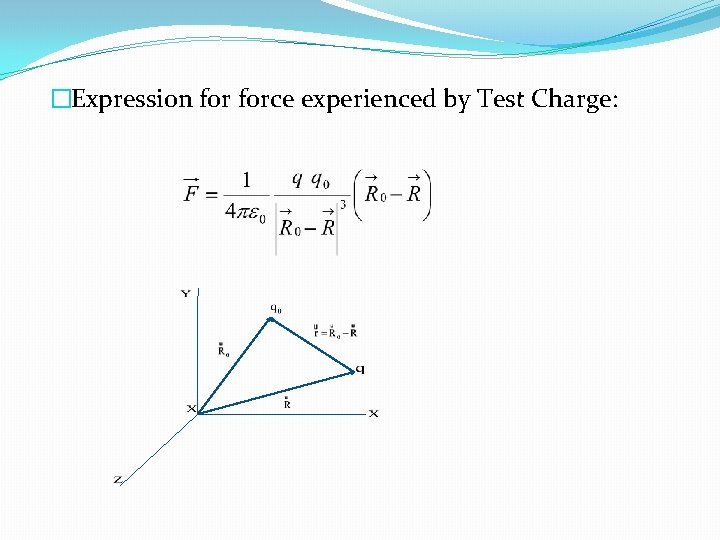 �Expression force experienced by Test Charge: 