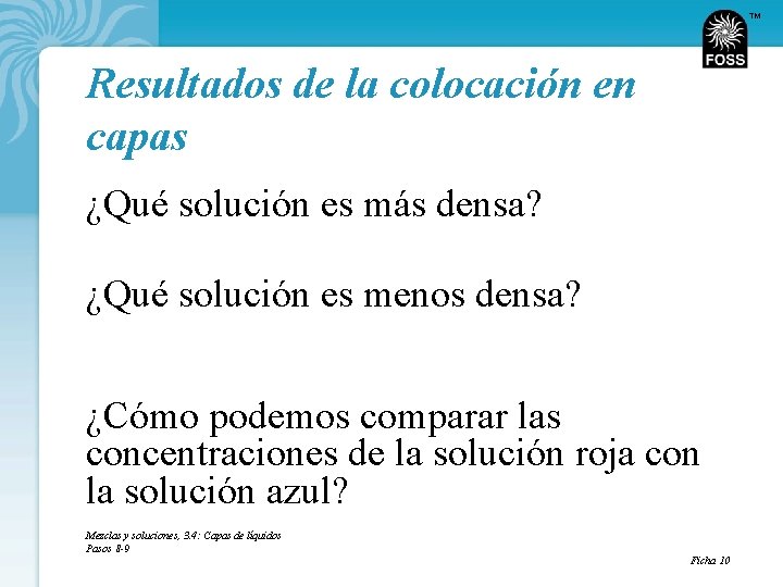 TM Resultados de la colocación en capas ¿Qué solución es más densa? ¿Qué solución