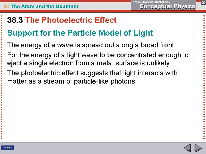 38 The Atom and the Quantum 38. 3 The Photoelectric Effect Support for the