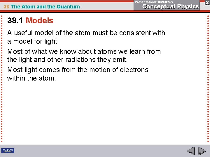 38 The Atom and the Quantum 38. 1 Models A useful model of the