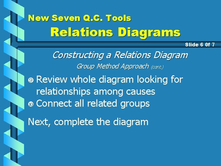 New Seven Q. C. Tools Relations Diagrams Slide 6 0 f 7 Constructing a