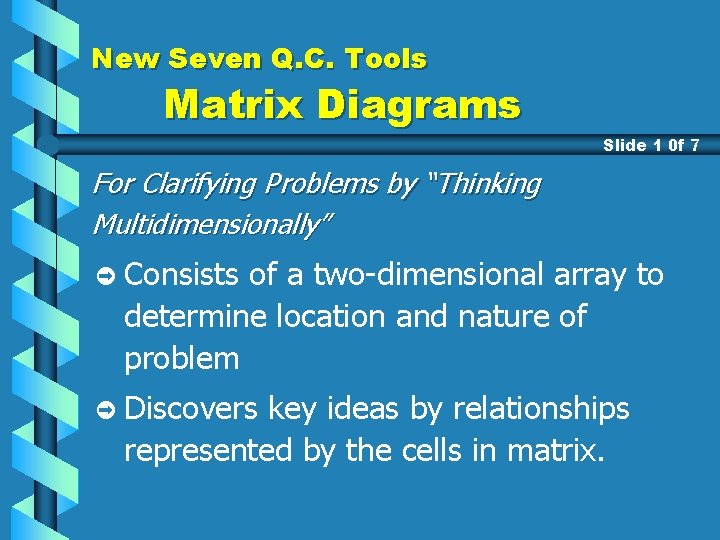 New Seven Q. C. Tools Matrix Diagrams Slide 1 0 f 7 For Clarifying