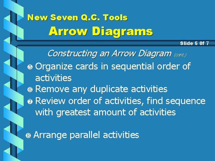 New Seven Q. C. Tools Arrow Diagrams Slide 5 0 f 7 Constructing an