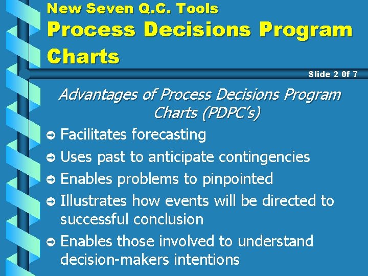 New Seven Q. C. Tools Process Decisions Program Charts Slide 2 0 f 7