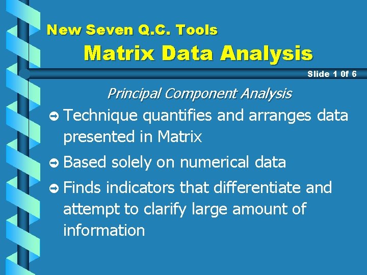 New Seven Q. C. Tools Matrix Data Analysis Slide 1 0 f 6 Principal