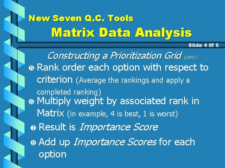 New Seven Q. C. Tools Matrix Data Analysis Slide 4 0 f 6 Constructing