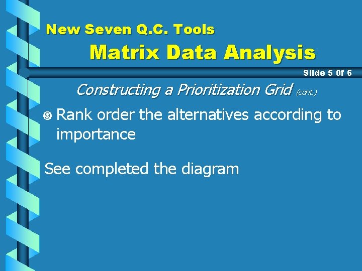 New Seven Q. C. Tools Matrix Data Analysis Slide 5 0 f 6 Constructing