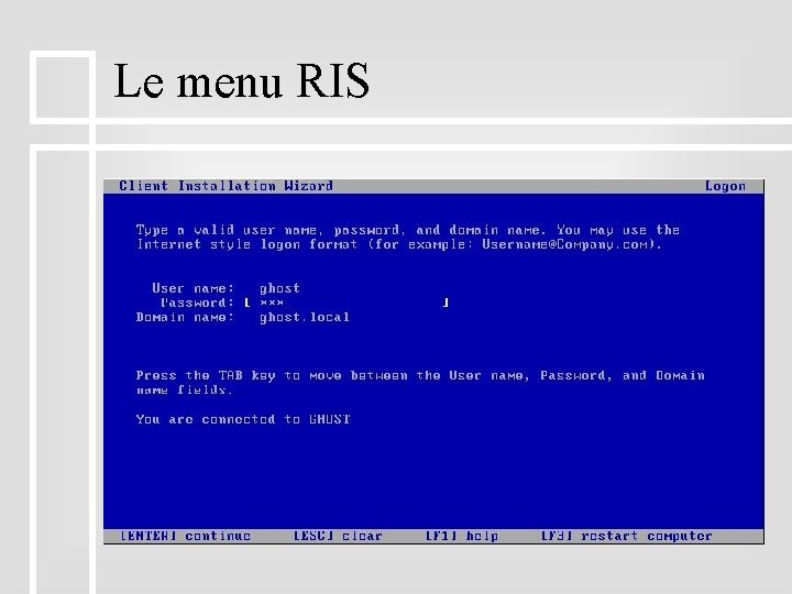 Le menu RIS • S’authentifier 