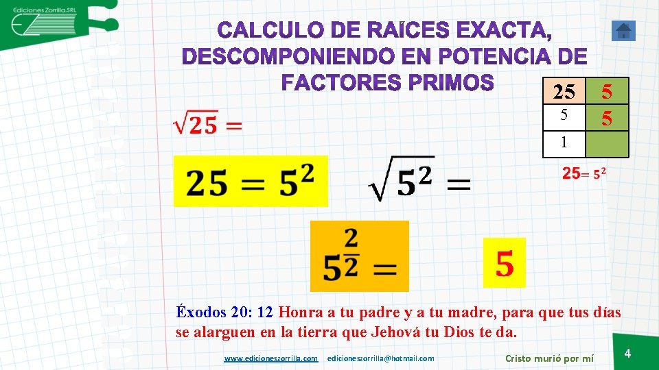 25 5 1 5 5 Éxodos 20: 12 Honra a tu padre y a