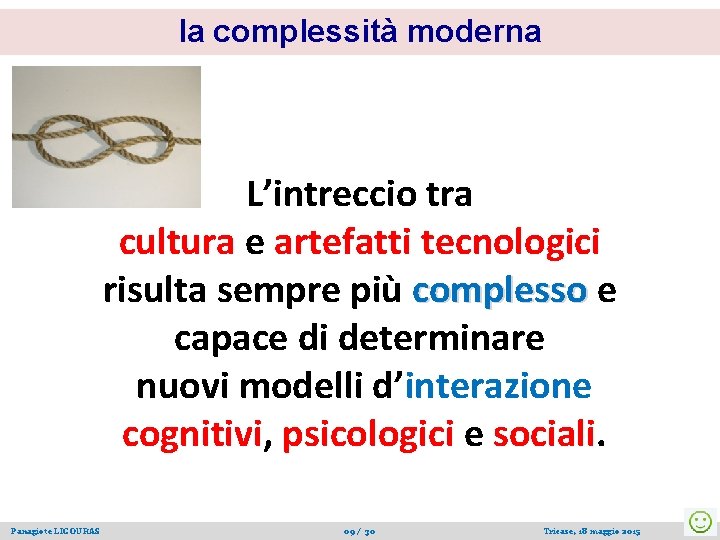 la complessità moderna L’intreccio tra cultura e artefatti tecnologici risulta sempre più complesso e