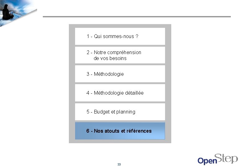 1 - Qui sommes-nous ? 2 - Notre compréhension de vos besoins 3 -