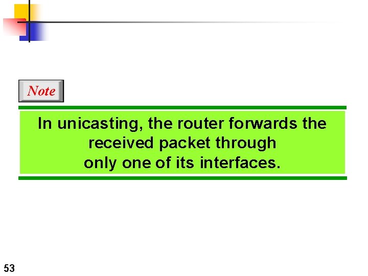 Note In unicasting, the router forwards the received packet through only one of its