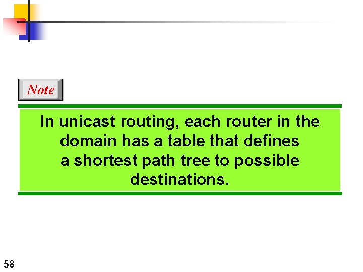 Note In unicast routing, each router in the domain has a table that defines