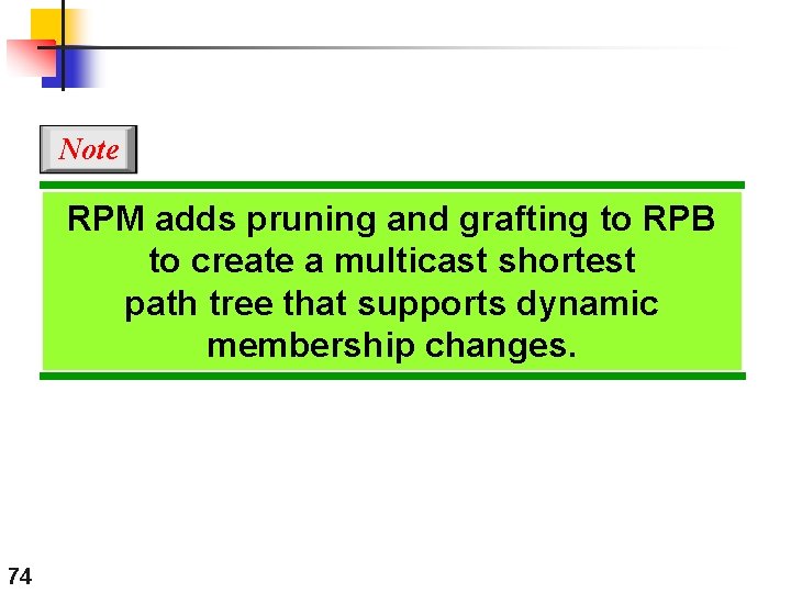 Note RPM adds pruning and grafting to RPB to create a multicast shortest path