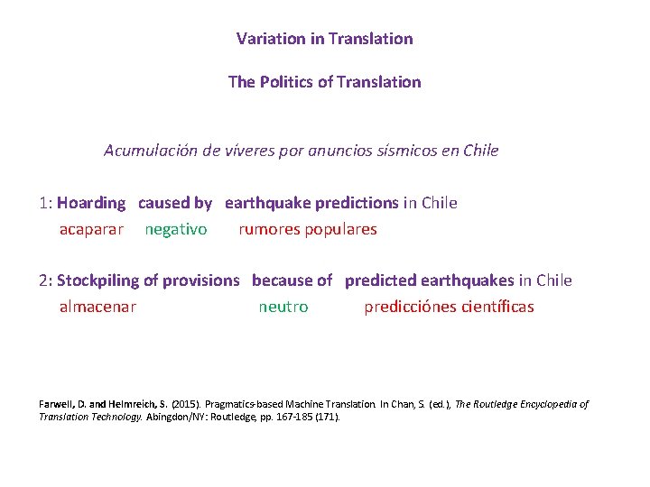 Variation in Translation The Politics of Translation Acumulación de víveres por anuncios sísmicos en Variation in Translation The Politics of Translation Acumulación de víveres por anuncios sísmicos en