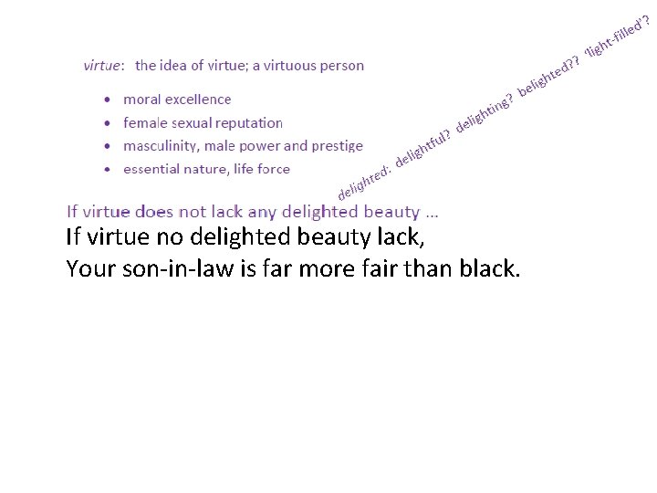 Duke of Venice (to Brabantio) If virtue no delighted beauty lack, Your son-in-law is Duke of Venice (to Brabantio) If virtue no delighted beauty lack, Your son-in-law is