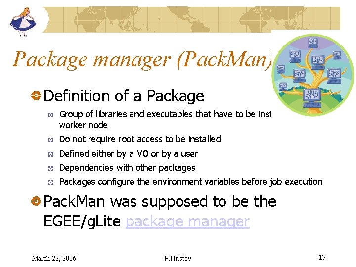 Package manager (Pack. Man) Definition of a Package Group of libraries and executables that