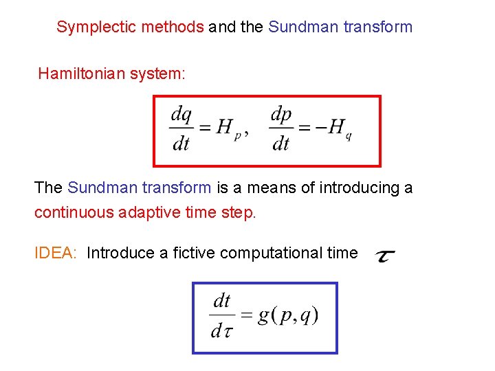 Symplectic methods and the Sundman transform Hamiltonian system: The Sundman transform is a means
