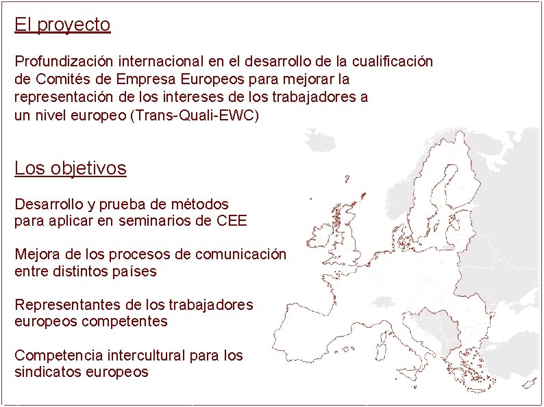 El proyecto Profundización internacional en el desarrollo de la cualificación de Comités de Empresa
