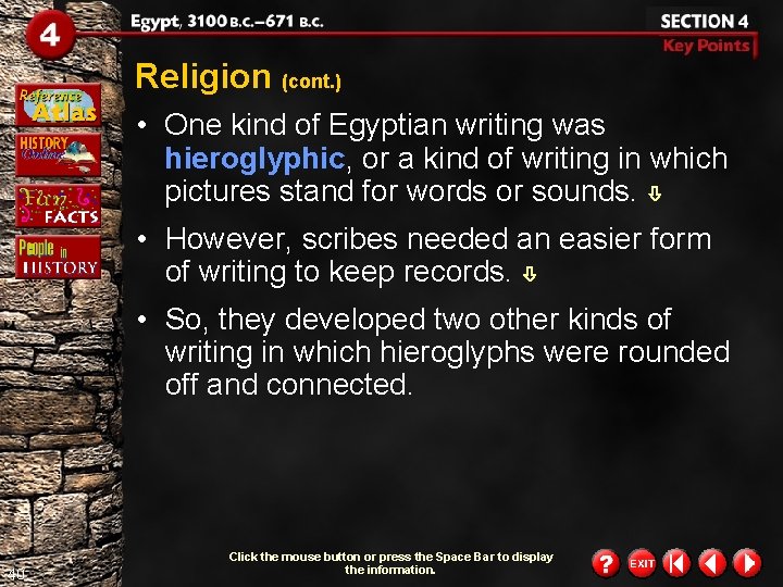 Religion (cont. ) • One kind of Egyptian writing was hieroglyphic, or a kind Religion (cont. ) • One kind of Egyptian writing was hieroglyphic, or a kind