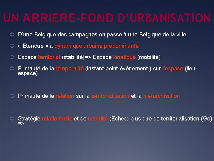 UN ARRIERE-FOND D’URBANISATION Ü D’une Belgique des campagnes on passe à une Belgique de