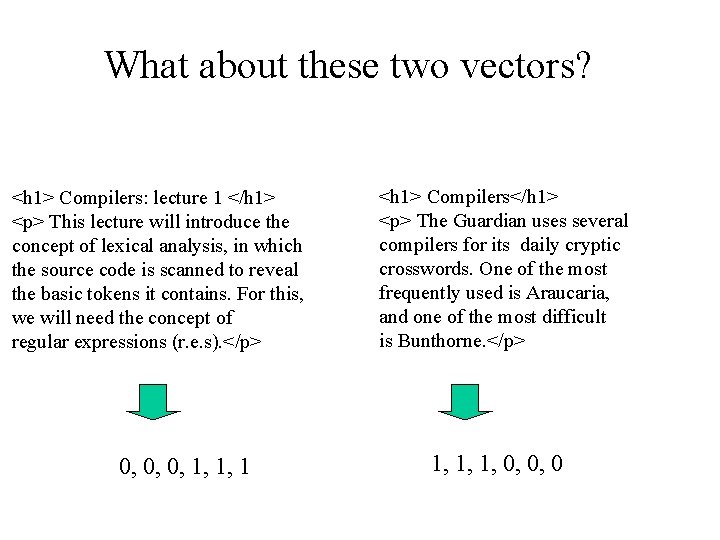 What about these two vectors? <h 1> Compilers: lecture 1 </h 1> <p> This