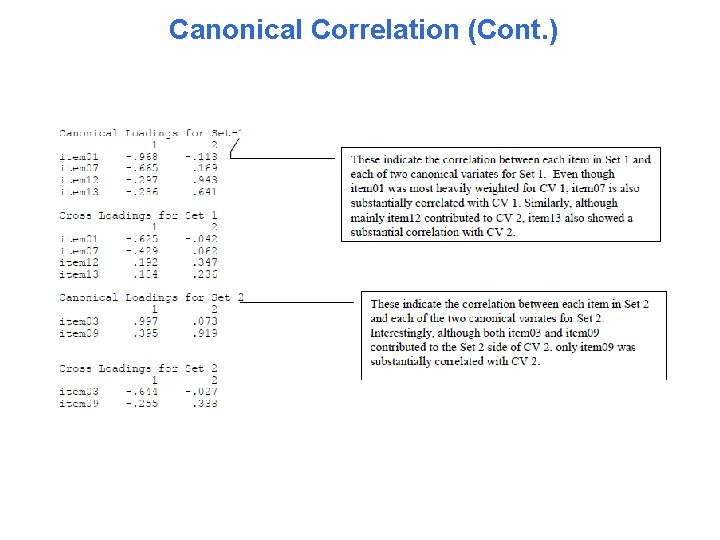 Canonical Correlation (Cont. ) 