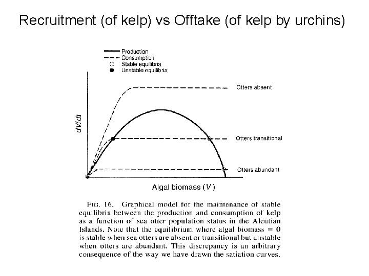 Recruitment (of kelp) vs Offtake (of kelp by urchins) 
