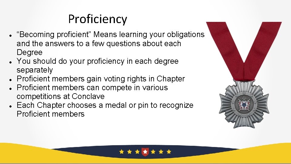 Proficiency “Becoming proficient” Means learning your obligations and the answers to a few questions