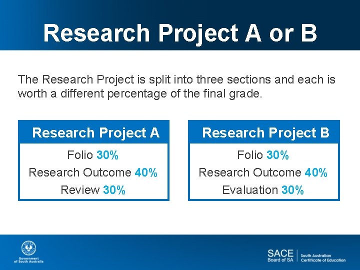 Research Project A or B The Research Project is split into three sections and