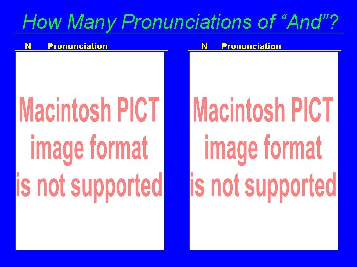 How Many Pronunciations of “And”? N Pronunciation 