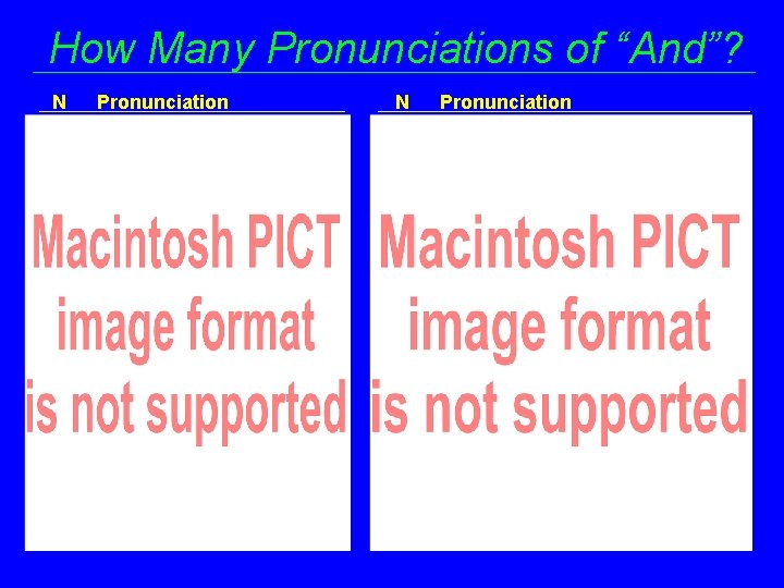 How Many Pronunciations of “And”? N Pronunciation 