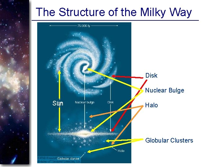 The Structure of the Milky Way Disk Nuclear Bulge Sun Halo Globular Clusters 