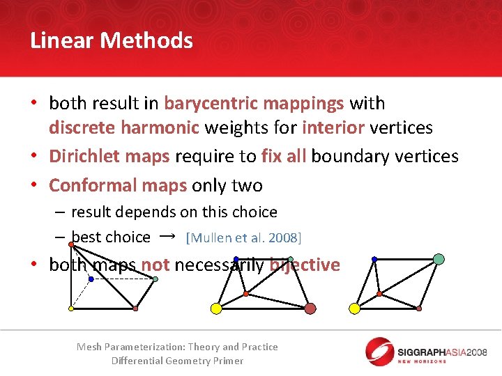 Linear Methods • both result in barycentric mappings with discrete harmonic weights for interior