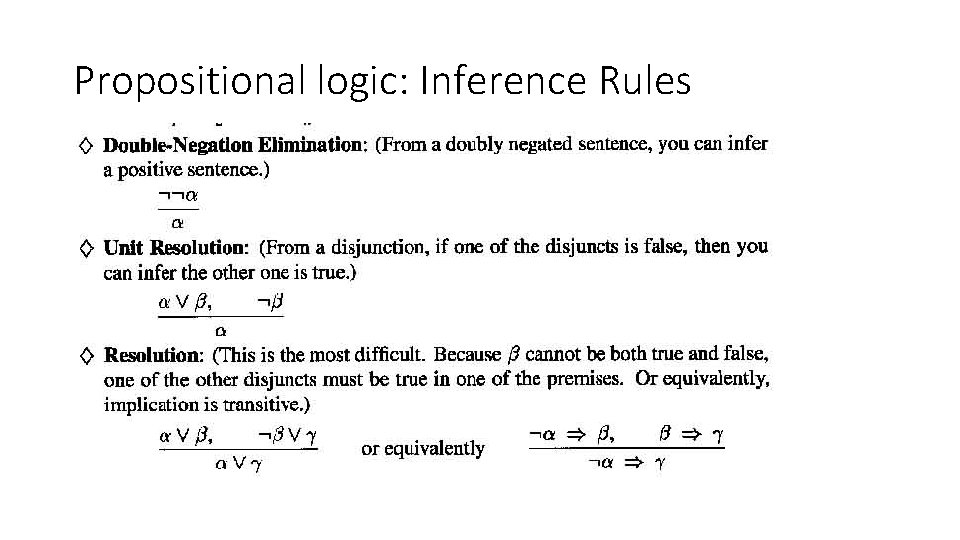 Propositional logic: Inference Rules 