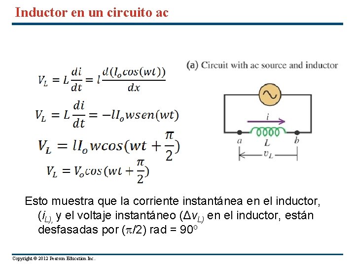 Inductor en un circuito ac Esto muestra que la corriente instantánea en el inductor,