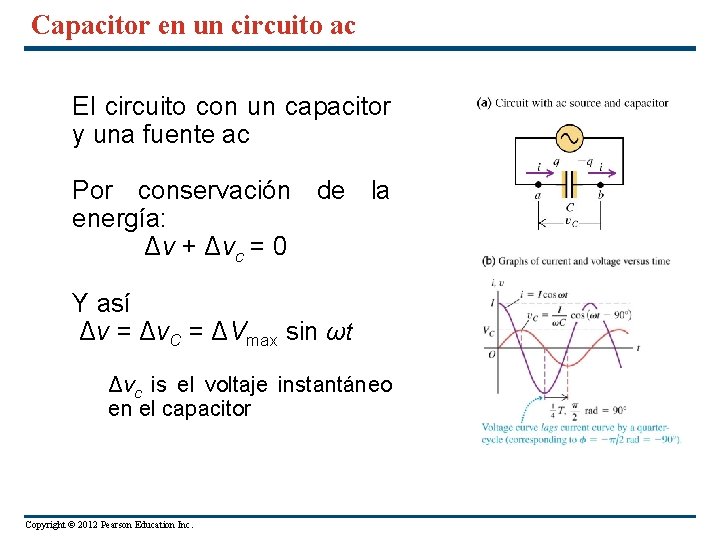 Capacitor en un circuito ac El circuito con un capacitor y una fuente ac