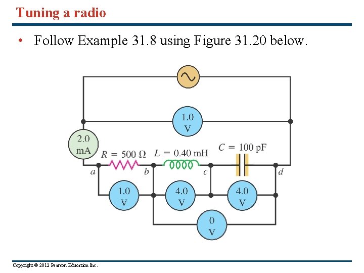 Tuning a radio • Follow Example 31. 8 using Figure 31. 20 below. Copyright