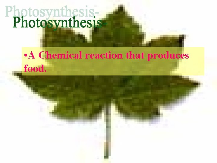  • A Chemical reaction that produces food. 