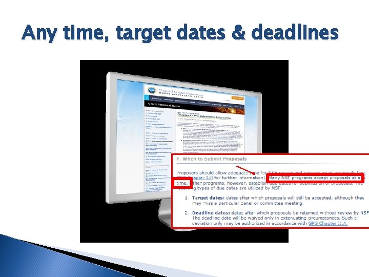 Any time, target dates & deadlines 