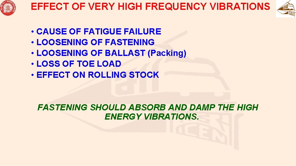 EFFECT OF VERY HIGH FREQUENCY VIBRATIONS • CAUSE OF FATIGUE FAILURE • LOOSENING OF EFFECT OF VERY HIGH FREQUENCY VIBRATIONS • CAUSE OF FATIGUE FAILURE • LOOSENING OF