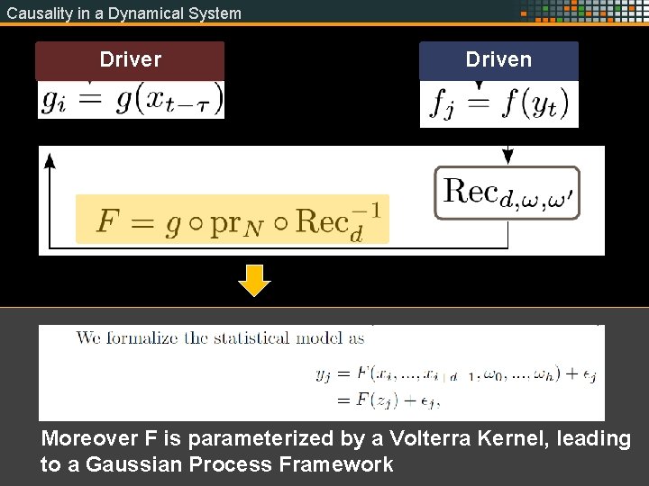 Causality in a Dynamical System Driver Driven Moreover F is parameterized by a Volterra