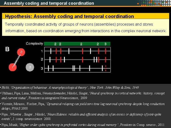 Assembly coding and temporal coordination Hypothesis: Assembly coding and temporal coordination Temporally coordinated activity