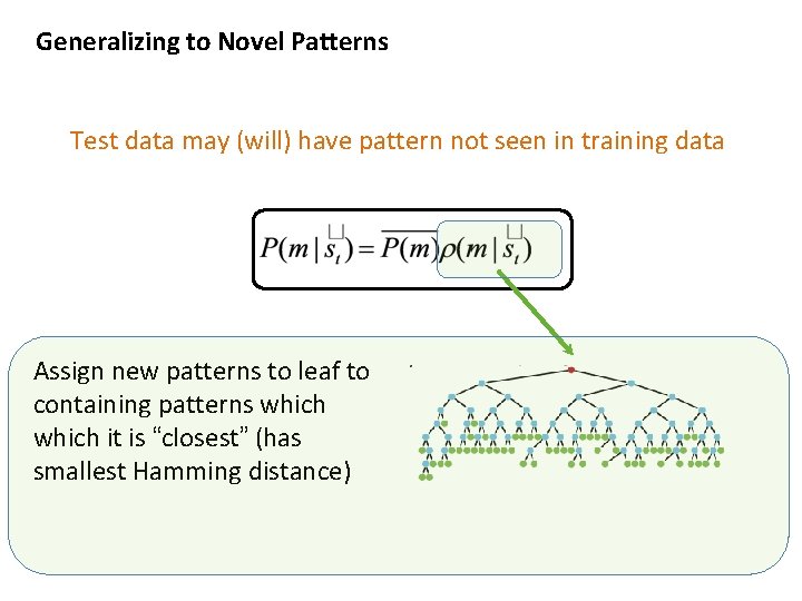 Generalizing to Novel Patterns Test data may (will) have pattern not seen in training